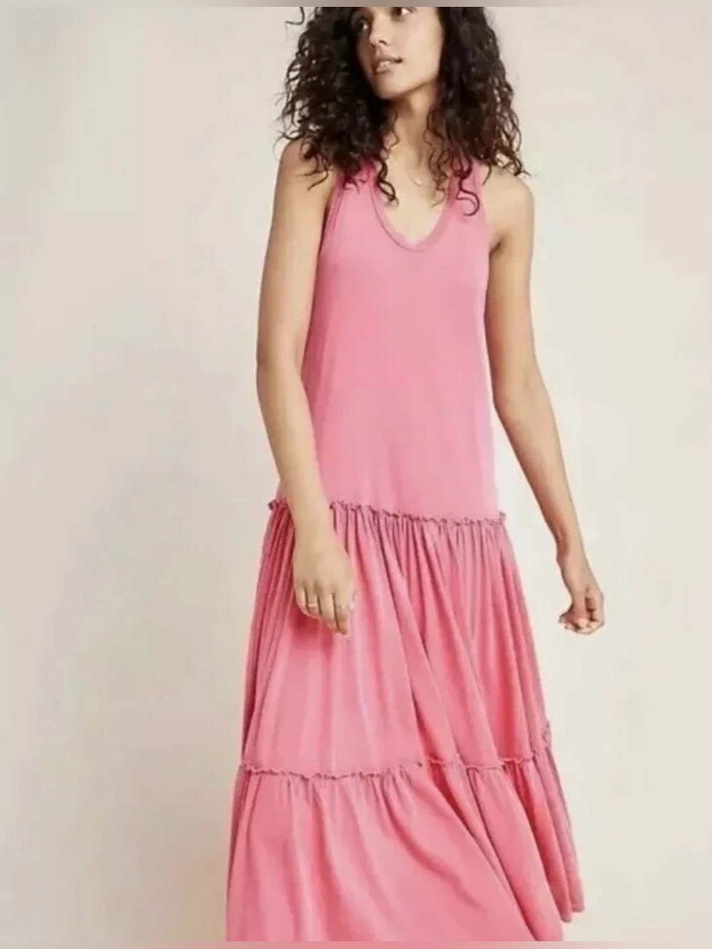NWT Sundry by Anthropologie Tiered Racerback Maxi Dress Pink M
